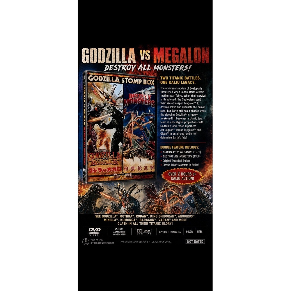 Godzilla Stomp Box (DVD, 2014, 2-Disc Set) Destiny Monsters Megalon  Collectors
